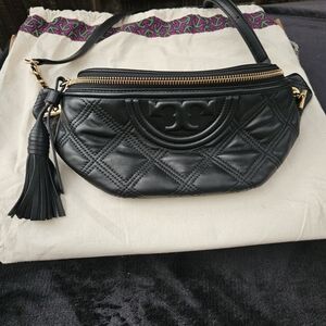Tory Burch Black Quilted Leather Belt Bag